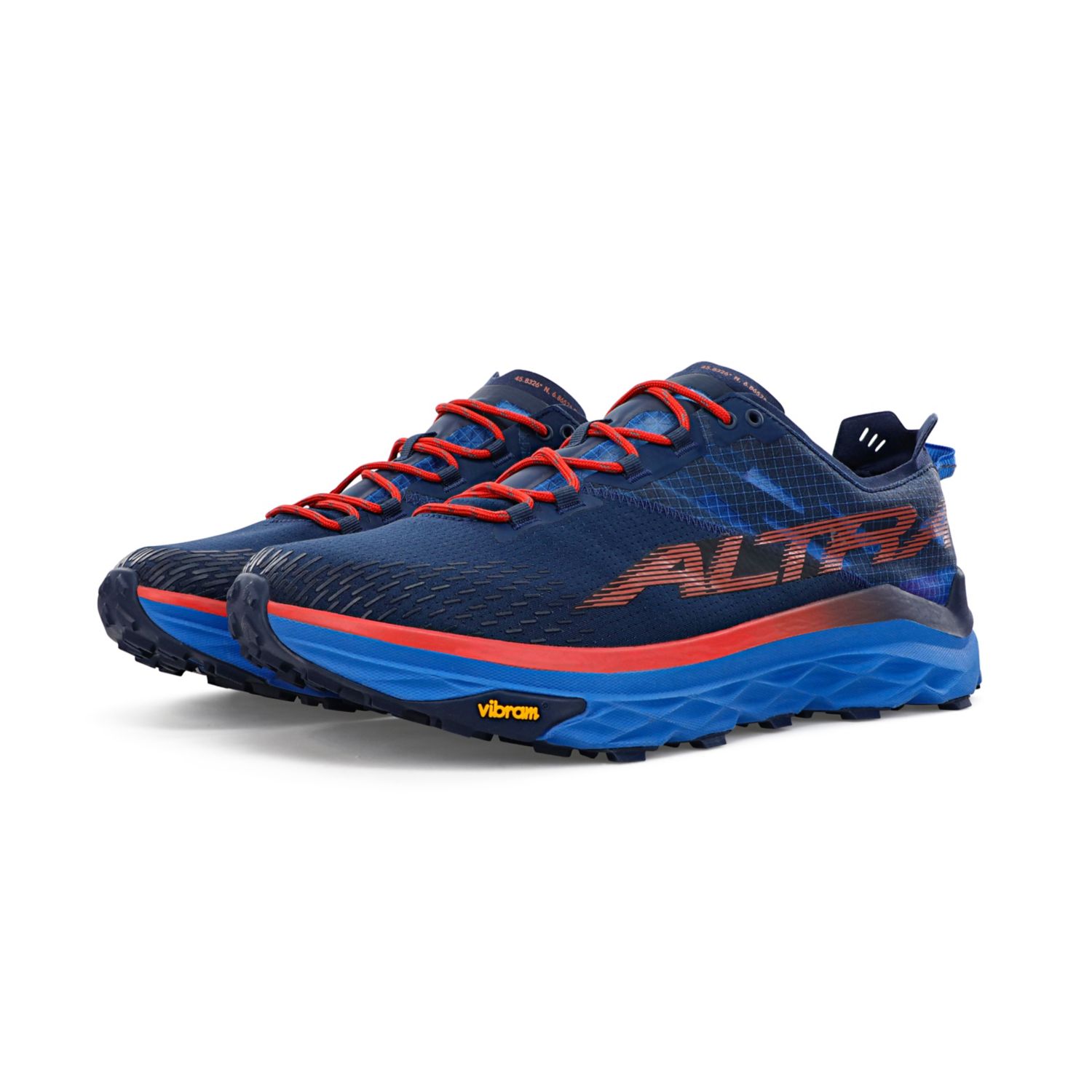 Pantofi Alergare Trail Altra Mont Blanc Barbati Albastri Rosii | Romania-10596239